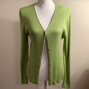 Joseph Allen 100% Silk Chartreuse Cardigan Large